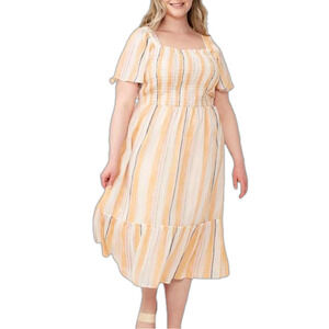 Lc Lauren Conrad Striped Smocked Flutter Midi Dress Size XXL